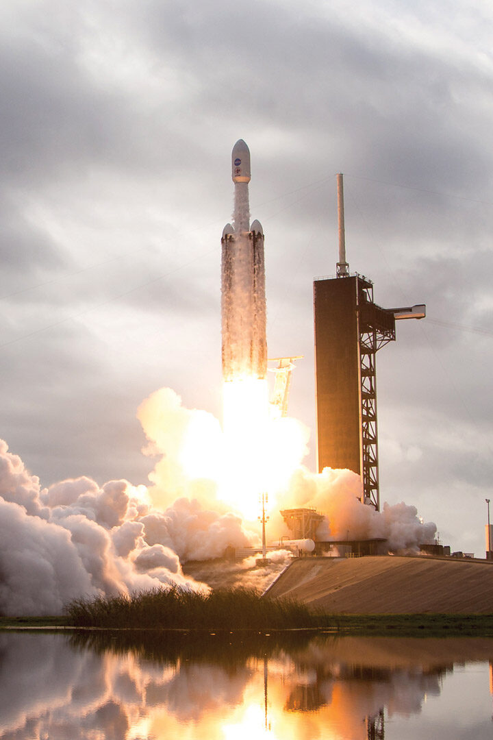 NASA rocket launching at Kennedy Space Center.